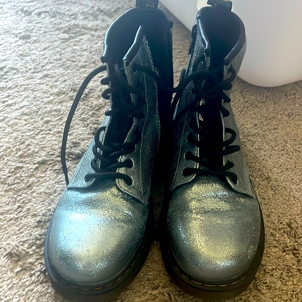 Youth teal metallic Dr. Martens Size 4